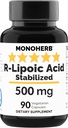 R- Lipoic Acid 500 mg - 90 Veg Capsules - Stabilisasi R- Alpha- Lipoic Acid