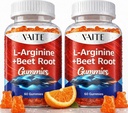 L Arginine 1000mg Suplement Root Gummies - Kekuatan Ganda, Boost Energi, Dukungan Sirkulasi dan Stamina, Persediaan Keju Organik untuk Pria dan Wanita, Vegan Gummy, Sugar- Bebas (2 Pack)