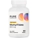 PureFormula Methylfolat 800 mcg - B9 Aktif (5- MTHF) untuk Kardiovaskular, Nerve & Mood Kesehatan, Bidang Vegetarian Non- GMO, 60 Count