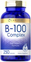 Carlyle B-100 Kompleks Vitamin 124; 250 Capsules 14; Non- GMO, Gluten Free Suplemen