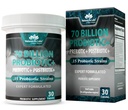 Produksi Lab Kehidupan 70 Milyar CFU - 15 Strains dengan Organik Prebiotik & Postbiotic - 3 - 1 Formula - 30 Vegan Capsules