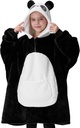 Giggling Getup Weauble Blanket Hoodie for Girls and Boys Sherpa Fleece Hooded Blanket Sweatshirt Warm Cozy Sherpa Wearable Throw Oversized Hoodie with Giant Pocket & Sleeves for Kids Panda