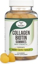Collagen Gummies for Women Supports Aging (Max Power - Enhanced with Biotin, Vitamin C, Zinc, and Vitamin E (Panjang Umur untuk Perempuan dan Pria) 60 Rambut, Skin, dan Nails Vitamin (Non-GMO) oleh Double Wood