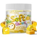 Iron Soft Chews Suplemen dengan Vitamin C 124; Pineapple Flavarored 124; Gluten Free Suppplemen Besi Pria dan Anak-Anak; 60 Count 124; 2 Pasokan Bulan