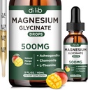 Magnesium Glycinate Suplement, Magnesium Liquid Drops dengan Magnesium Glycinate 500mg Ashwagandha, L - Theanine, Chamomile - Dukung Stress Relief, Bone, Muscle, Mood Vegan Flavor Alam