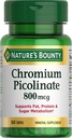 Nature 's Bounty Chromium Picolinate, Support Fat, Protein & Sugar Metabolisme, Mineral Suplemen, 800 mcg, 50 Tablet
