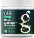 Gaia Herbs Black Elderberry (Sambucus nigra) Ekstra Kekuatan Gummies - Delicious Immune Supplement * - Dibuat dengan Sertifikasi Organ Black Elderberry untuk Dukungan Sistem Imune * - 120 Gummies
