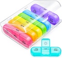 AUVON Weekly Pill Organizer 3 Kali sehari, Kotak Pil Besar 7 Hari 3 Kali sehari dengan Kontainer Terpisah, Kasus Pil Portabel untuk Obat-obatan, Vitamin, Minyak Ikan dan Suplemen