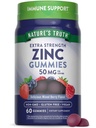 Nature 's Truth Zinc Gummies untuk Orang Dewasa 124; 50 mg = 124; 60 Count 124; Vegan, Non-GMO & Glten Free Extra Strength Supplement = 124; Mixed Berry Flavor