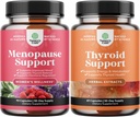 Bundle of Complete Herbal Menopause Supplement for Women for Night Sweats Mood and More with Dong Quai Vitex Chaste Berry and Herbal Thyroid Duplex Mood Enhancer Energy Suplemen Thyroid