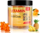 Gumi Vitamin B2, Vitamin B2 Riboflavin Gummies 400mg dengan Magnesium & Coq10, Migraine Relief & Headache, untuk Anak-anak & Dewasa, 90 Chewable Gummies (1)