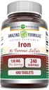 Amazing Formulas Iron sebagai Sulfate Sulfate Suplement (Sulten Free 124; 65 Mg 124; Tablet 126; Non-GMO 124; Gluten Free 124; Made in USA (480 Count)
