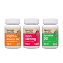 Renzo Vitamin Mighty Kid Bundle - Suplemen Besi untuk Anak-anak, Vitamin D3 untuk Anak-anak, dan Bright & Brainy Vitamin B6