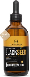 Carear Black Seed Oil - Cold Press Nigella Sativa Oil - Pure dan Unsoured - Rich in Thymoquinone for Immune Support, Hair and Skin Care 124; Glass Bottle