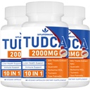2000mg Tudca Liver Supplement, Tudca Bile Salt dengan Milk Thistle dan NAC, 180 Capsules selama 90 hari, Dukungan untuk Liver, Detoxification, Immune System