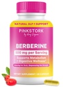 Pink Stork Berberine 500mg - Nature 's GLP-1 Suplemen - Daily AMPK Metabolic Activator - 500- 1000 mg Metabolisme + Gut Health for Women 124- Third Party Tested 124; Vegan 124; Non - GMO 1244; 30 Capsules