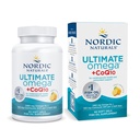 Nordic Ultimate Omega + CoQ10, Lemon - 60 Soft Gels - 1280 mg Omega-3 + 100 mg CoQ10 - Heart Health, Cellular Energy, Antioksidant Dukungan - Non-GMO - 30 Pelayan