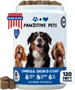 Mengunyah untuk Anjing, Omega 3 Minyak Ikan - Anjing Coat & Skin Suplement - Produk Amerika Serikat - Ittch Relief, Hot Spot Treatment - Salmon Oil for Dogs - 120 Soft Treats - Itching Skin Relief, Shedding, Hip & Gabungan
