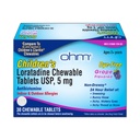 Ohm Anak-anak Loratadine Allergy Chewable Tablet - Dye Free, Grape Flavor, Non-Drowsy 24 Hour Relief, Antihistamin for Indoor & Outdoor Allergies