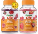 Lifeable Iron & Vitamin C Kids + Zinc 50mg, Gummies Bundle - Great Tasting, Vitamin Suplemen, Gluten Free, GMO Bebas, Gummy Chewable
