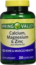 Spring Valley - Kalsium Magnesium dan Zinc, 250 Caplets