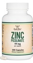 Zinc Picolinate 50mg, 300 Capsules (Imune Suplemen) Non-GMO, Gluten Free (300 Hari Suppply) oleh Double Wood Suplemen