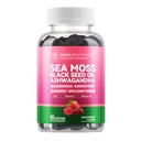 Sea Moss 4000mg Gummies with Ashwagandha, Elderberry, Apple Cider Vinegar, Bladdercrack, Burdock Root - Imune Dukung - Mixed Berry Flavor - 60 Count