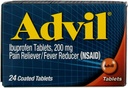 Advil Ibuprofen Pain Reliever / Fever Reducer, 200 mg berlapis Tablet - 24 ct, Pack of 2