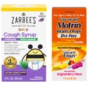 Motrin dan Zarbee 's Essenitials for Infants Infants' concendered Liquid Medicine Drops with Ibuprofen and Zarbee Baby Coughters Syrup + Immune with Organic Agave + Zinc