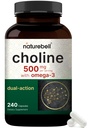 NatureBell Chooline Suplemen 500mg dengan Omega-3 Fatty Acids, 240 Capsules 14; Chings Potensi Tinggi Choline - Prenatal During Pregnancy - Promotes Energy, Liver, Brain, & Kognitive Health