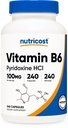 Nutricost Vitamin B6 (Pyridoxine HCI) 100mg, 240 Kapsul