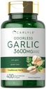 Carlyle Odorless Bawang putih Softgeels 3600 mg 124; 400 Count 124; Allium Sativum Bulb 124; Non GMO, Gluten Free Supplemen