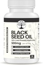 Minyak Benih Hitam - 100% Cold- Tertekan Hitam Cumin Nigella Sativa - Antioksidan, Imune dan Digetical System Dukungan - Non-GMO, Gluten Bebas - 500 mg per Serving - 90 Vegan Capsules
