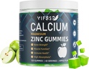 Kalsium Magnesium Zinc Gummies 600mg dengan Vitamin D3 K2, 120 Tanaman Gumies Based Sugar- Free Calcium Gummies High Absorpsi Kompleks Kalsium Suplemen 70 + Trace Mineces untuk Kekuatan Tulang, Vegan