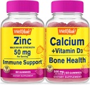 WellYeah Zinc + Calcium + Vitamin D3, Gummies Bundle - Great Tasting, Vitamin Suplemen, Gluten Bebas, GMO Bebas, Gummy Chewable