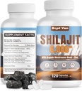 Shilajit Himalaya Capsules - Pure Himalaya Organik Suplemen dengan Mushroom Blend, Zinc - 2 Bulan Supply untuk Kekuatan, Stamina, Otak & Imune Kesehatan - Shilajit untuk Perempuan & Pria 120 Count Vegan