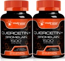 Quercetin dengan Tambahan Bromelain - 1500mg - Dukungan Imune dan Kasules Kesehatan Jantung untuk Pria dan Wanita, Suplemen Quercetin Membantu Sistem Repiratory Gabungan & Kesehatan - 120 Count (2 Pack)