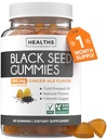 Gummies Minyak Benih Hitam - Natural Ginger Ale Flavor (Non- GMO & Vegan) Cold- Menekan Nigella Sativa Memproduksi Cumin Hitam Murni Benih Oil - 500mg Per 2 Gummy Serving