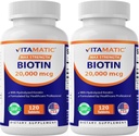 Potency Tinggi Vitamatic Biotin 20000 mcg (20mg) dengan Kertin 100mg - 120 Vegetarian Tablet - Suplemen Biotin untuk Healthy Hair Skin & Nails untuk Dewasa (120 Cacah (Paket 2)
