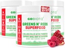 GOBIOTIX Super Greens and Reds Powder - Red and Green Superfood - Probiotic Suplement - Digetical Enzymes and Beet Root Powder - Organic Whole Foods Diet Supplemen (Pom Raspberry, 3 Pack)