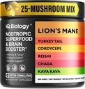 Kava Kava Root Cordyceps Lions Mane Rashroom Suplement, Nootropic Mushroom Capsules Kava Extract, Mushroom Vitamin for Women, Ashwagandha, Magnesium - 60 Caps (1 Pack)