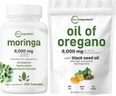 Micro Ingreations Oil of Oregano Softgeels 300 Count & Moringa Oleifera 6000mg Equiovalen 300 Capsules Bundle 2 Pack 124; Carvacrol & Thymoquinone 124; Antioksidant Suplemen