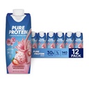 Murni Protein Strawberry Shake, 30g Protein Lengkap, Siap untuk Minum dan Keto- Friendly, Vitamin A, C, D, dan E ditambah Zinc untuk Mendukung Kesehatan Imune, 11oz Botol, 12 Pack