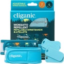 Cliganic Mosquito Repellent Pack (2 Wristrops + 4 Isi Pellets) - Adjustable, Natural DEET-Free, Esculity Oil Infused