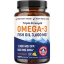 Triple Power DHA Omega 3 Minyak Ikan 3600 mg 124; Lebih dari 2100mg Omega-3 Acids Gendut dengan 860mg DHA 124; 1300mg EPA 124; Acids Gendut Terbaik 124; Premium Wild Caught & Burpless Fish Oil 124; 120.