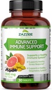 Zazzee Advanced Ammune Dukung, 1300 mg per tablet, 30 Vegan Tablet, 30 Hari Supply, 1000 mg Vitamin C, 1000 mg Echinacea, 1000 mg Elderberry, 200 mg Goldenseal, Zinc, All-Natural dan Non-GMO