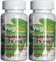 Vegan Life Vegan Iron 25 mg 124; Ditambah Vitamin C, Acid Folic, B12 dan VegiBlast Food Base 124; Tanaman Berdasarkan Suplemen Besi & Pria 124; 100 Tablets 124; Paket 2