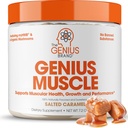 The Genius Brand Genius Muscle Health Supplement for Growth, Endurance & Recovery - Non-Hormonal Formula - 6 Mushroom Organik - Dihibur - 30 Pelayan - Karamel asin