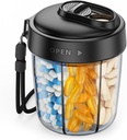 AUVON Large Pill Dispenser ke Toko 7 Berbagai Suplemen, Travel Pill Organizer dengan Anti- Mix Design, Pill Bottle with Wide Opender & Slider Lid Mudah digunakan, termasuk 20 Blank Stickers, Hitam
