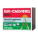Sun Chlorella 200 mg Green Algae Superfood Suffood Suplement - Pulverized Cell Wall - Chlorofil, CGF, Aktif B12, Besi, Protein - Non-GMO - 1500 Tablet
